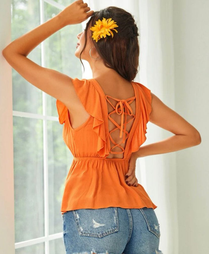 Orange Peplum Top