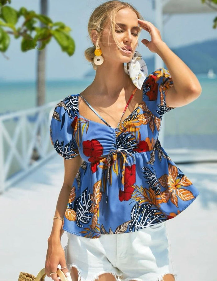 Blue Tropical Blouse